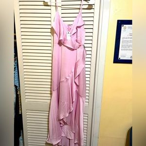 Express pink maxi satin dress